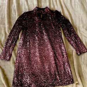 Cable & Gauge Sequin mini dress long sleeve mock neck size L